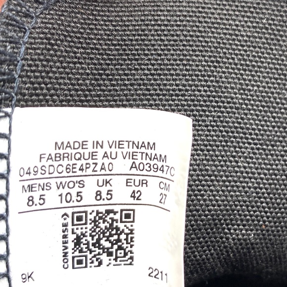 Converse Ctas High Top Canvas Gray Black Women Size Sneakers Custom A03947C-BKGR - Picture 9 of 10